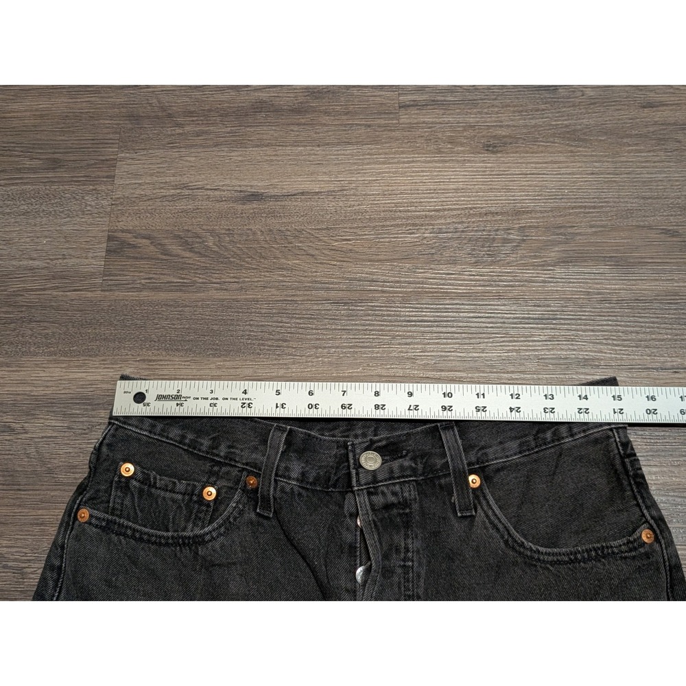 Levis‎ 501 Original Black Denim Cut Off Shorts High Rise Button Fly W29 - Picture 3 of 7